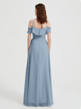 Y-Col Flotter Manches Longues Robes De Demoiselle d'Honneur Bleu Poudré