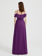 Y-Col Flotter Manches Longues Robes De Demoiselle d'Honneur Raisin