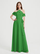 Y-Col Flotter Manches Longues Robes De Demoiselle d'Honneur Vert