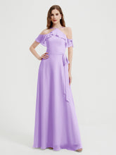 Y-Col Flotter Manches Longues Robes De Demoiselle d'Honneur Lilas