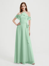 Y-Col Flotter Manches Longues Robes De Demoiselle d'Honneur Vert Menthe