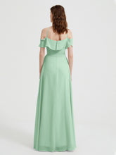 Y-Col Flotter Manches Longues Robes De Demoiselle d'Honneur Vert Menthe