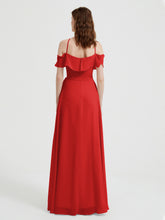 Y-Col Flotter Manches Longues Robes De Demoiselle d'Honneur Rouge