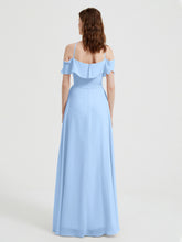 Y-Col Flotter Manches Longues Robes De Demoiselle d'Honneur Bleu Ciel