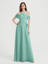 Y-Col Flotter Manches Longues Robes De Demoiselle d'Honneur Turquoise