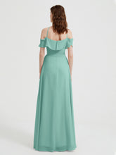 Y-Col Flotter Manches Longues Robes De Demoiselle d'Honneur Turquoise