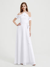 Y-Col Flotter Manches Longues Robes De Demoiselle d'Honneur Blanc