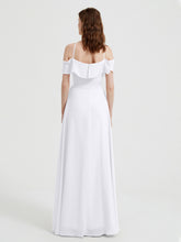 Y-Col Flotter Manches Longues Robes De Demoiselle d'Honneur Blanc