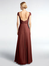 Robe avec Corsage en Dentelle Jupe en Mousseline à Mancherons terracotta