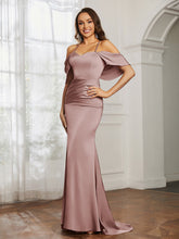 Robe de Bal Sirène en Satin à Décolleté en Cœur Rose Poudré