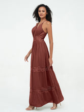 Boho Robes Jupe à Plusieurs Niveaux en Dentelle et Mousseline terracotta