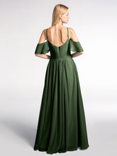 Robe Empire en Mousseline à Épaules Dénudées avec Poches Olive Verte