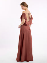 Mancherons Mousseline Robes De Demoiselle d'Honneur Avec Fente terracotta