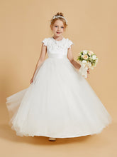 Robes de Fille Gracieuses avec Appliques en Dentelle et Mancherons