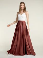 Ivoire Dentelle Corsage Mousseline Jupe Robes Avec Fente terracotta