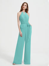 Jumpsuit Plissé Sans Manches à Encolure Licou avec Ceinture Spa