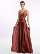 Spaghetti Bretelle Mousseline Robes Avec Ceinture Nœud terracotta