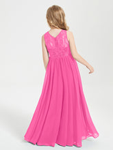 Robes Longues de Demoiselle d'Honneur Junior Haut en Dentelle Illusion Azalée