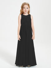 Robes Longues de Demoiselle d'Honneur Junior Haut en Dentelle Illusion Noir