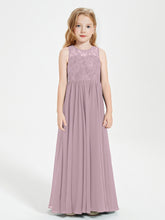 Robes Longues de Demoiselle d'Honneur Junior Haut en Dentelle Illusion Dusk