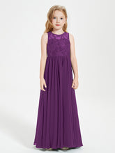 Robes Longues de Demoiselle d'Honneur Junior Haut en Dentelle Illusion Raisin