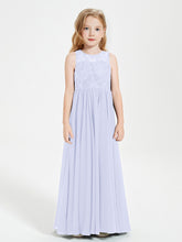 Robes Longues de Demoiselle d'Honneur Junior Haut en Dentelle Illusion Lavande