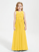 Robes Longues de Demoiselle d'Honneur Junior Haut en Dentelle Illusion Souci
