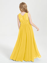 Robes Longues de Demoiselle d'Honneur Junior Haut en Dentelle Illusion Souci