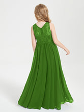 Robes Longues de Demoiselle d'Honneur Junior Haut en Dentelle Illusion Mousse