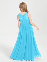 Robes Longues de Demoiselle d'Honneur Junior Haut en Dentelle Illusion Piscine
