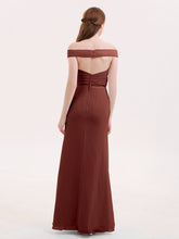 Robes Mousseline Hors de l'épaule avec Fente terracotta