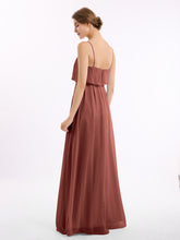 Spaghetti Bretelle Mousseline Robe Avec Cascade Jupe terracotta