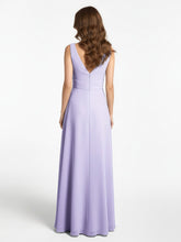 Robe en Mousseline Simple à Encolure Crantée de Pleine Longueur Lilas