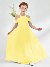 Robes de Demoiselle d'Honneur Junior Froncées à Hors de l'Épaule Citron