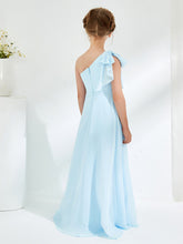 Robes de Demoiselle d'Honneur Junior à Une Épaule avec Plis Bleu Ciel