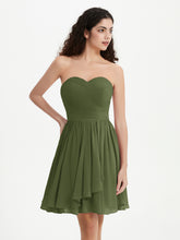 Sans Bretelles Col en Cœur Mini Robes Olive Verte