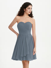 Sans Bretelles Col en Cœur Mini Robes Bleu de Schiste