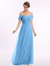 Hors De l'Épaule Col En Cœur Tulle Robe Bleu