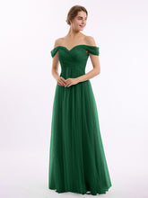 Hors De l'Épaule Col En Cœur Tulle Robe Vert Foncé