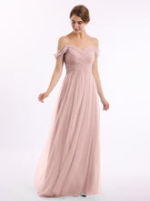 Hors De l'Épaule Col En Cœur Tulle Robe Rose Poudré
