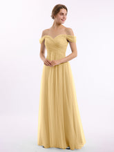 Hors De l'Épaule Col En Cœur Tulle Robe Or
