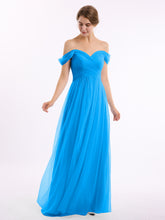 Hors De l'Épaule Col En Cœur Tulle Robe Bleu Océan