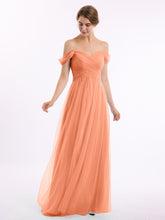 Hors De l'Épaule Col En Cœur Tulle Robe Papaye
