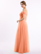 Hors De l'Épaule Col En Cœur Tulle Robe Papaye