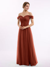 Hors De l'Épaule Col En Cœur Tulle Robe Rouille
