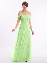 Hors De l'Épaule Col En Cœur Tulle Robe Sauge