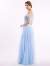 Hors De l'Épaule Col En Cœur Tulle Robe Bleu Ciel