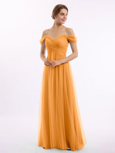 Hors De l'Épaule Col En Cœur Tulle Robe Mandarine