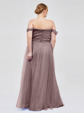 Hors De l'Épaule Col En Cœur Tulle Robe Vintage Mauve