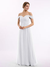 Hors De l'Épaule Col En Cœur Tulle Robe Blanc